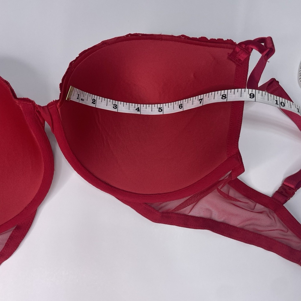 Victoria's Secret Bra 32DD Red Demi Padded Underwire Adjustable Clasp Back - Picture 9 of 12